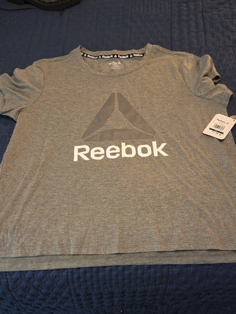 NWT Reebok Grey Logo Relax Fit Short Sleeve Tee